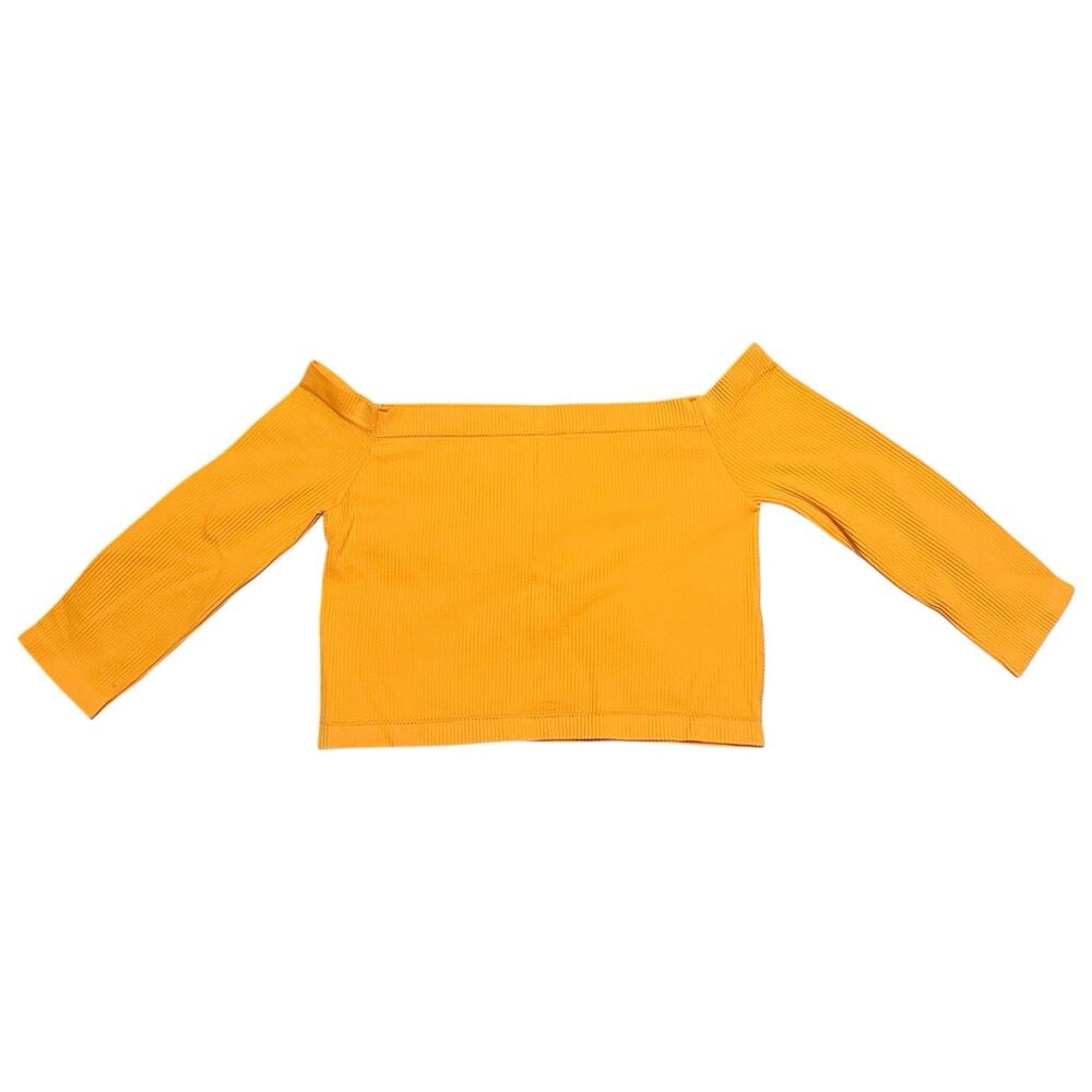Orange‎ Ribbed Off the Shoulder Crop Top Half Sleeve Size M Stretch